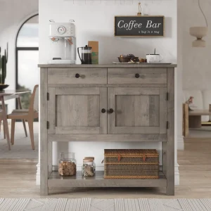 Farmhouse Console Table with 2-Door Cabinet & 2 Drawers, C