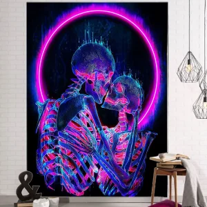 Skull Tapestry Psychedelic Fluorescent Wall Hanging